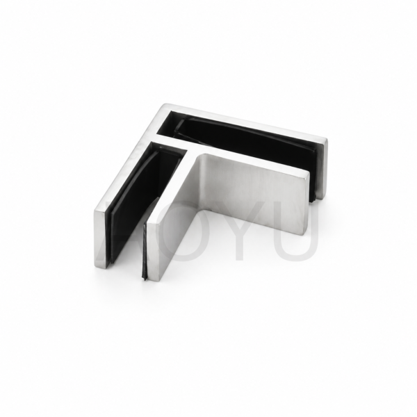 Stainless Steel 90 Degree Square Glass to Glass Railing Clamp Corner Glass Stiffener for Frameless Glass Railing