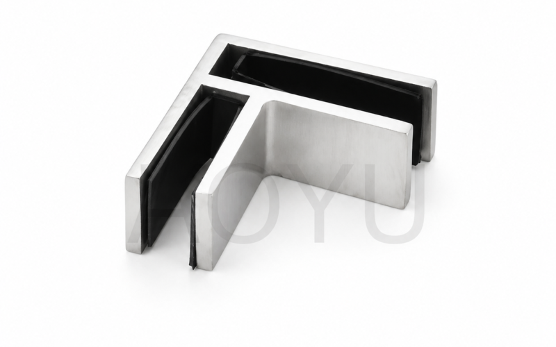 Stainless Steel 90 Degree Square Glass to Glass Railing Clamp Corner Glass Stiffener for Frameless Glass Railing