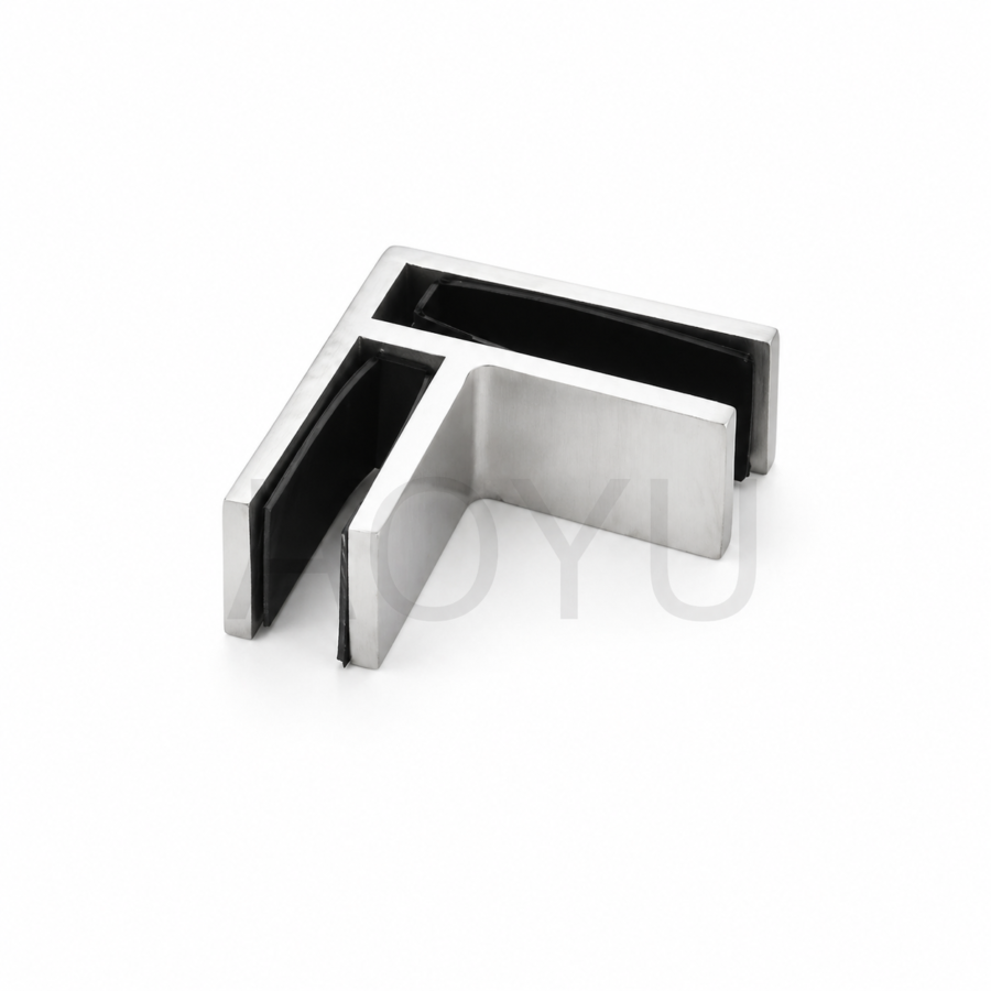 Stainless Steel 90 Degree Square Glass to Glass Railing Clamp Corner Glass Stiffener for Frameless Glass Railing