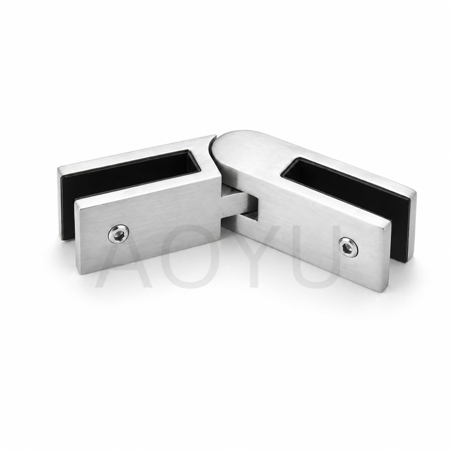 Adjustable Square Glass to Glass Railing Clamp Stainless Steel Corner Glass Stiffener for Frameless Glass Fence