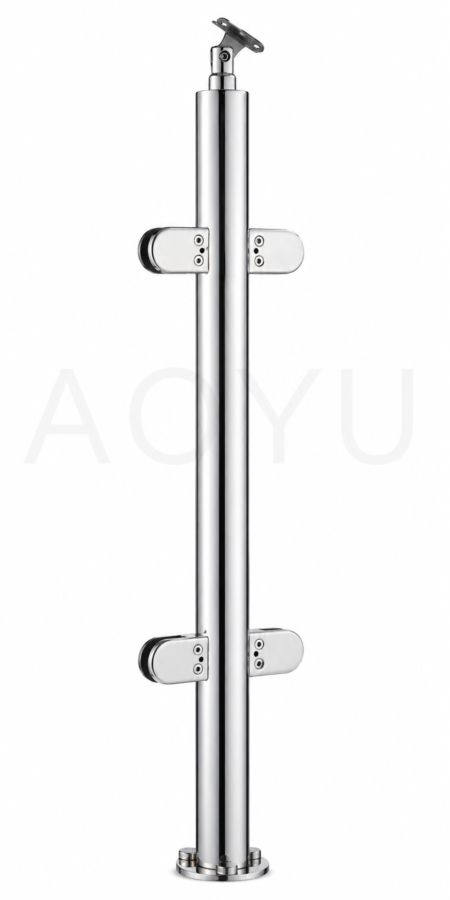 Round Glass Railing Post Stainless Steel Glass Post System for Balcony and Staircase