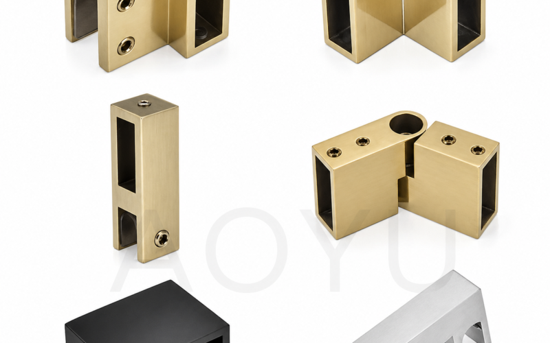 Square Glass Support Connector Stainless Steel 304 for 10x30mm Tube Glass Connector for Shower Partition