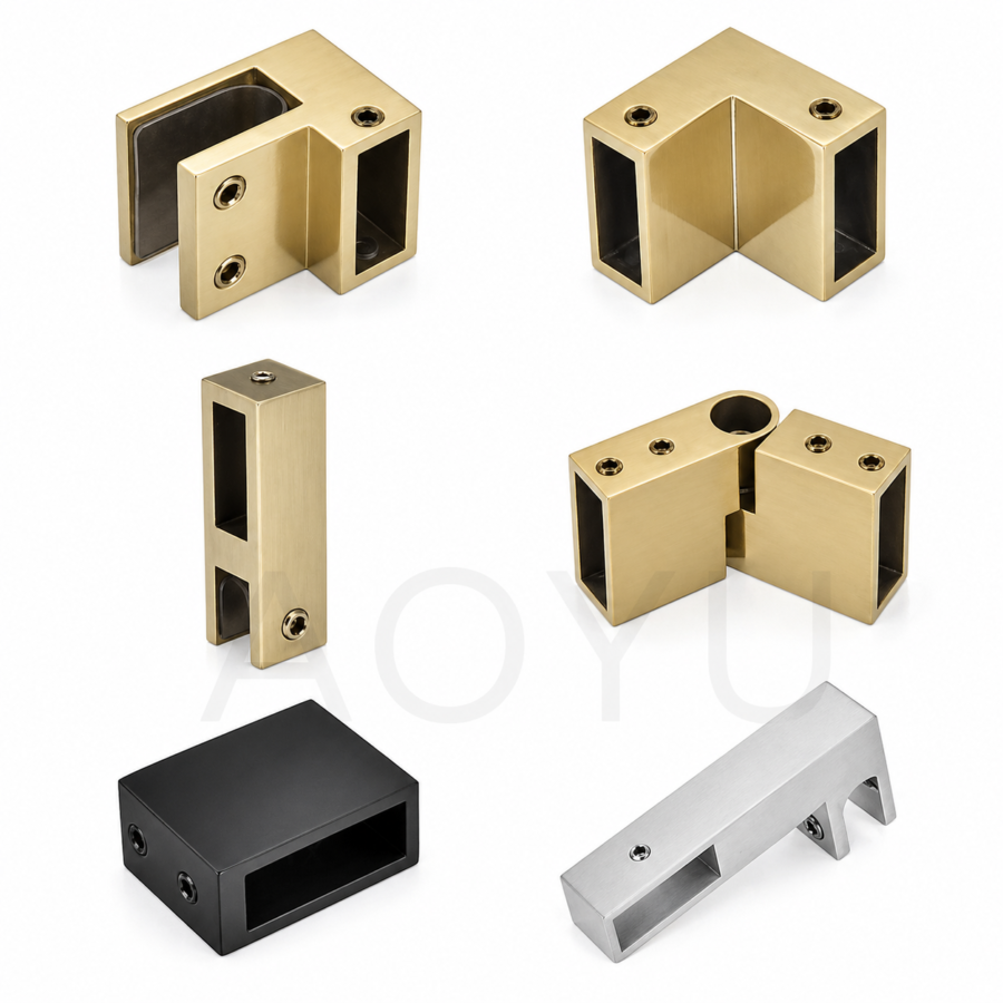 Square Glass Support Connector Stainless Steel 304 for 10x30mm Tube Glass Connector for Shower Partition
