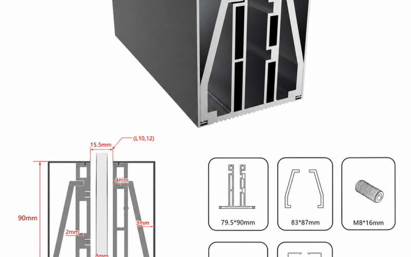 Frameless Glass Railing Base Shoe System Aluminum Channel Glass Support