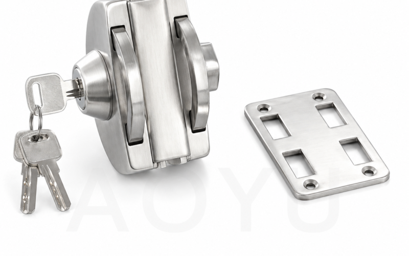 Glass to Wall Door Lock Stainless Steel Wall Mount Lock for Frameless Glass Door