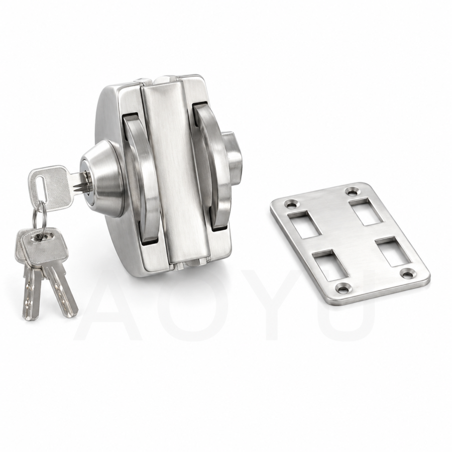 Glass to Wall Door Lock Stainless Steel Wall Mount Lock for Frameless Glass Door