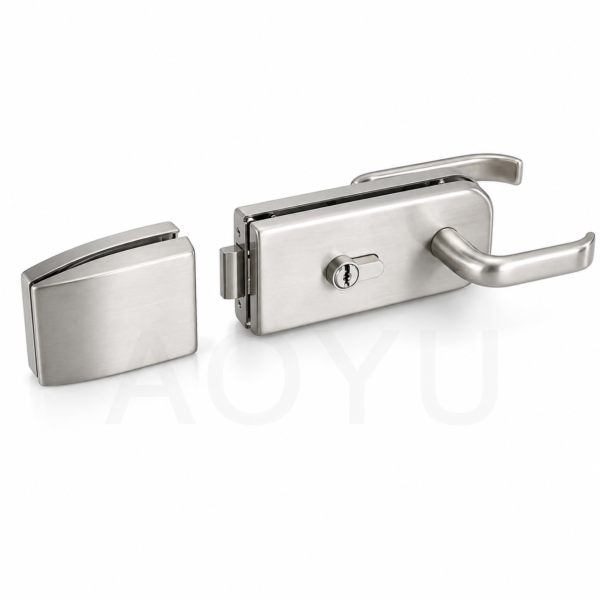 Frameless Glass Door Security Lock Stainless Steel Clamp Lock for Commercial Office Door