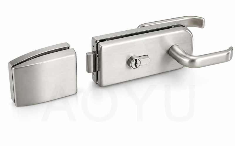 Frameless Glass Door Security Lock Stainless Steel Clamp Lock for Commercial Office Door