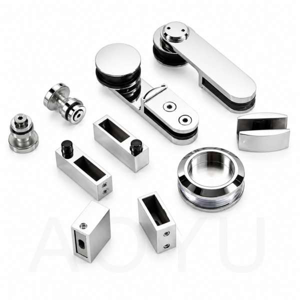 Shower Door Hardware Track Kit Square Tube Stainless Steel Sliding Shower Door System