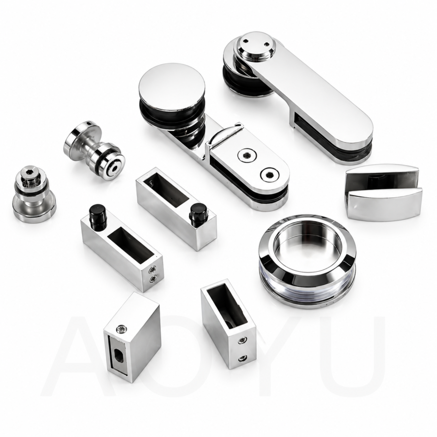 Shower Door Hardware Track Kit Square Tube Stainless Steel Sliding Shower Door System