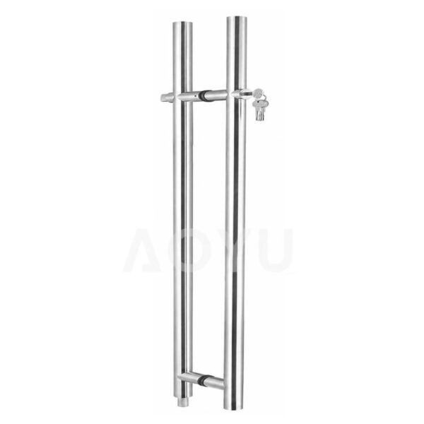 Glass Door Pull Handle with Lock Stainless Steel Back to Back Double Sided for Commercial Door