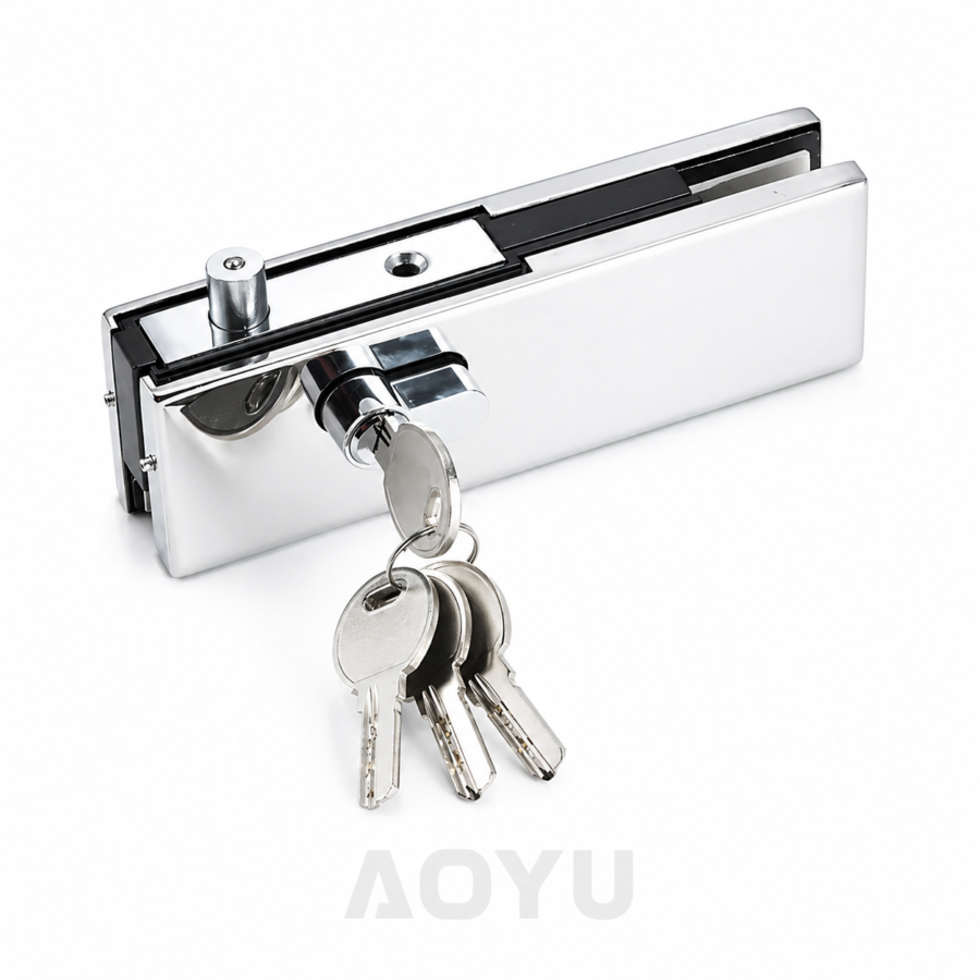 Frameless Glass Door Clamp Lock Stainless Steel for Commercial Glass Door
