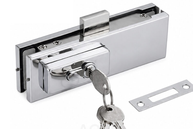 Glass Door Floor Lock Stainless Steel Bottom Lock for Frameless Glass Door