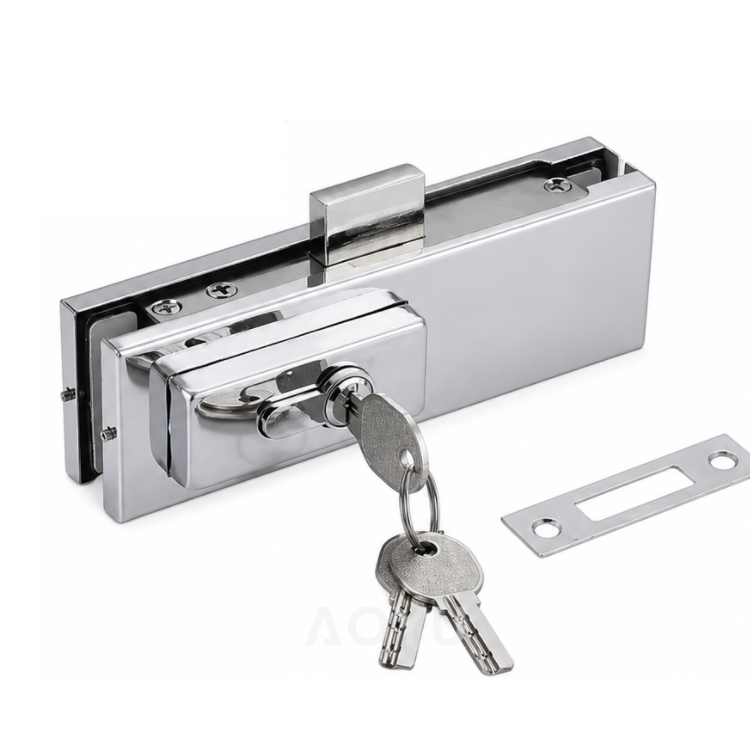 Glass Door Floor Lock Stainless Steel Bottom Lock for Frameless Glass Door