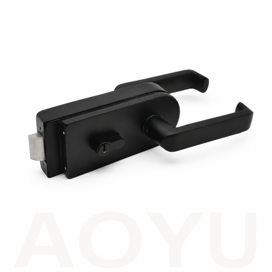 Aluminum Glass Door Lever Lock with Key Cylinder