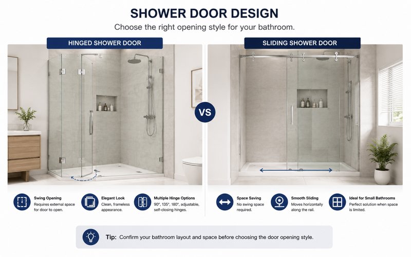 Hinged and Sliding Shower Door Design