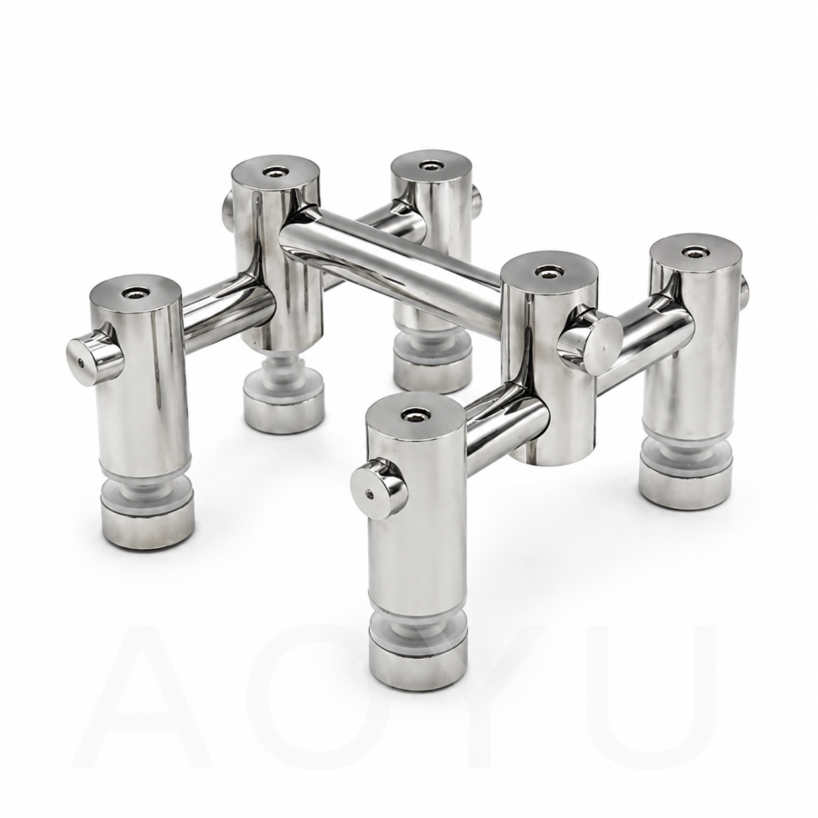 4-Way Straight Spider Connector for Fixed Glass Panels
