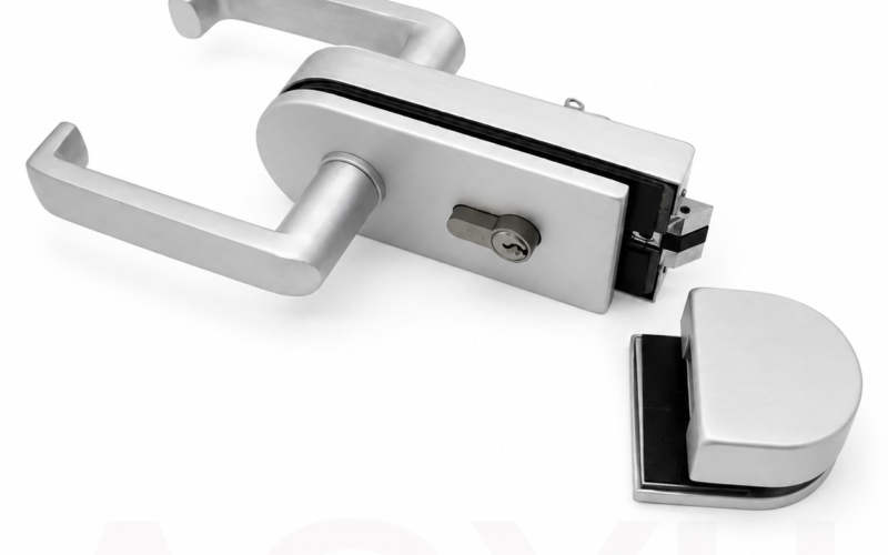 Glass-to-Glass Lever Lock Set for Frameless Glass Doors