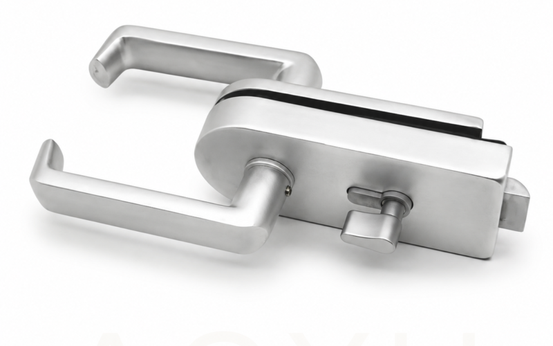 Glass Door Lockset with Key Cylinder & Thumbturn