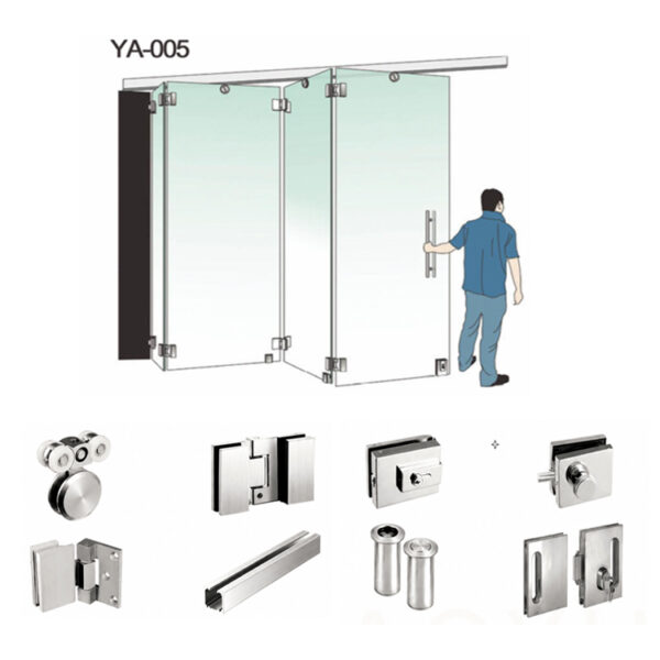 Frameless Folding Sliding Glass Door Hardware System