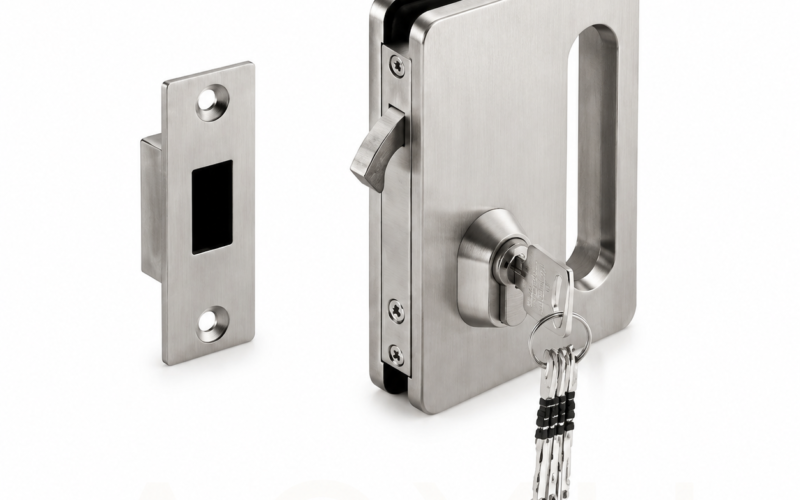 Stainless Steel Center Lock Set for Sliding Glass Doors