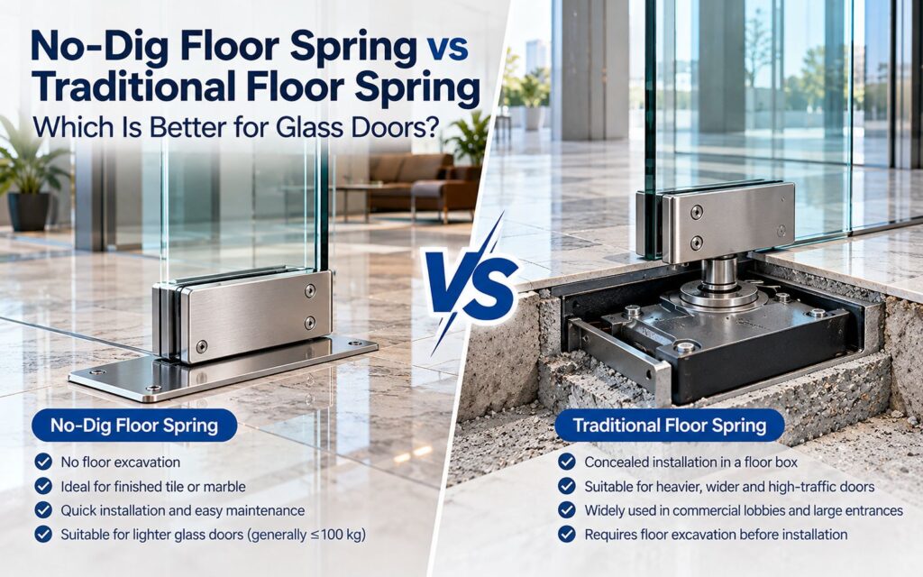 No-Dig Floor Spring vs Traditional Floor Spring: Which Is Better for Glass Doors?